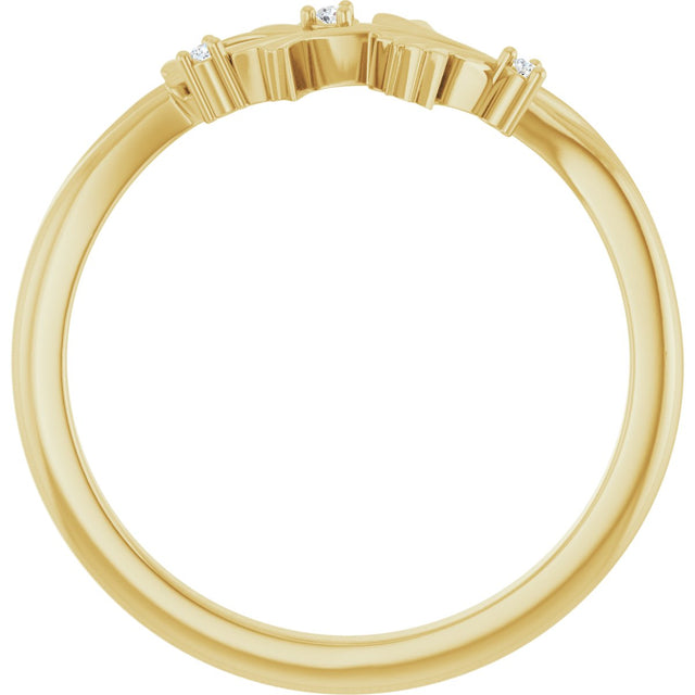 14K Gold Round Natural Diamond Accented Floral Ring II - Yellow Gold - view 2