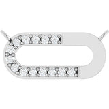 14K Gold Round Natural Diamond Accented Paperclip-Style Necklace - White Gold