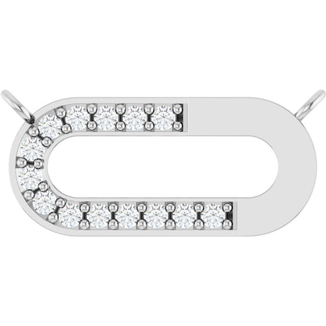 Platinum Round Lab-Grown Diamond Accented Paperclip-Style Necklace
