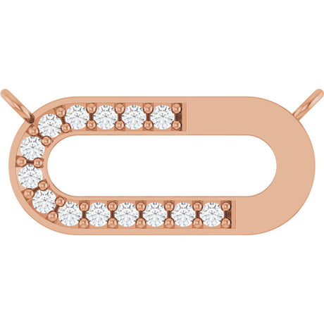 14K Gold Round Lab-Grown Diamond Accented Paperclip-Style Necklace - Rose Gold