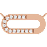 14K Gold Round Natural Diamond Accented Paperclip-Style Necklace - Rose Gold