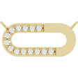 14K Gold Round Lab-Grown Diamond Accented Paperclip-Style Necklace - Yellow Gold