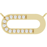 14K Gold Round Lab-Grown Diamond Accented Paperclip-Style Necklace - Yellow Gold