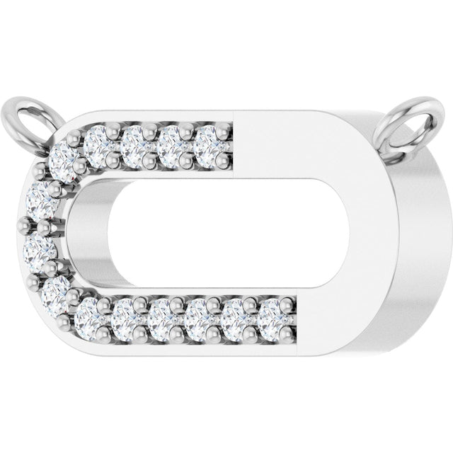 Platinum Round Natural Diamond Accented Paperclip-Style Necklace - view 2