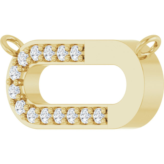 14K Gold Round Lab-Grown Diamond Accented Paperclip-Style Necklace - Yellow Gold - view 2