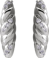 Platinum Round Natural Diamond Accented Dome Earrings - view 2