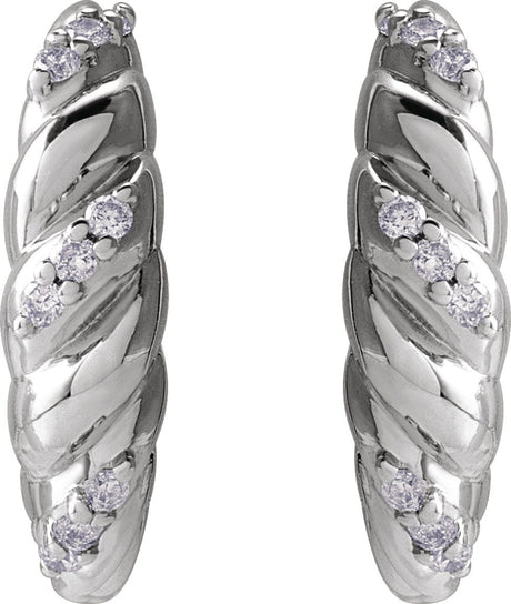 Platinum Round Natural Diamond Accented Dome Earrings - view 2