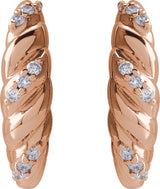 14K Gold Round Natural Diamond Accented Dome Earrings - Rose Gold - view 2