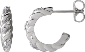 Platinum Round Natural Diamond Accented Dome Earrings