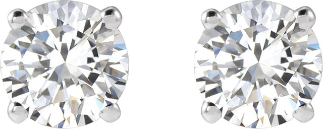 14K Gold Lab-Grown Diamond Round 4-Prong Lightweight Stud Earrings – up to 1 1/4 CTW - White Gold - view 4