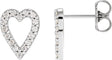 Platinum Round Natural Diamond Accented Heart Earrings – 1.2mm Stones