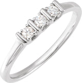 14K Gold Round Natural Diamond Three-Stone Ring – 2.3mm Stones