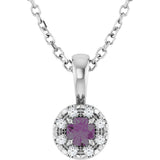 Platinum Emerald Lab-Grown Alexandrite Halo-Style Necklace or Pendant