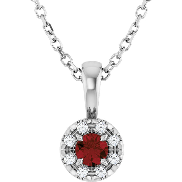 Platinum Emerald Natural Mozambique Garnet Halo-Style Necklace or Pendant