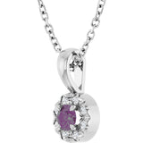 14K Gold Emerald Lab-Grown Alexandrite Halo-Style Necklace or Pendant - White Gold - view 2