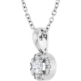 14K Gold Emerald Natural White Sapphire Halo-Style Necklace or Pendant - White Gold - view 2