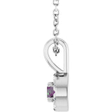 Platinum Emerald Lab-Grown Alexandrite Halo-Style Necklace or Pendant - view 3