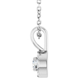 14K Gold Emerald Natural White Sapphire Halo-Style Necklace or Pendant - White Gold - view 3