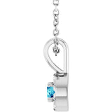 Platinum Emerald Natural Blue Zircon Halo-Style Necklace or Pendant - view 3