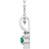 14K Gold Emerald Lab-Grown Emerald Halo-Style Necklace or Pendant - White Gold - view 3