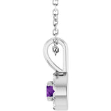 14K Gold Emerald Natural Amethyst Halo-Style Necklace or Pendant - White Gold - view 3