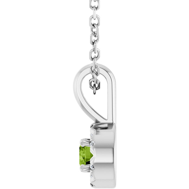 Platinum Emerald Natural Peridot Halo-Style Necklace or Pendant - view 3