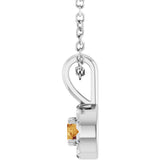 14K Gold Emerald Natural Citrine Halo-Style Necklace or Pendant - White Gold - view 3
