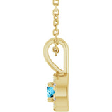 14K Gold Emerald Natural Aquamarine Halo-Style Necklace or Pendant - Yellow Gold - view 3