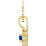 14K Gold Emerald Natural Blue Sapphire Halo-Style Necklace or Pendant - Yellow Gold - view 3