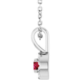 14K Gold Emerald Natural Ruby Halo-Style Necklace or Pendant - White Gold - view 3
