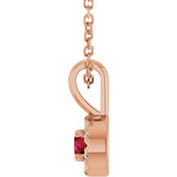 14K Gold Emerald Lab-Grown Ruby Halo-Style Necklace or Pendant - Rose Gold - view 3