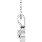 14K Gold Emerald Natural White Sapphire Halo-Style Necklace or Pendant - White Gold - view 3