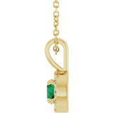 14K Gold Emerald Lab-Grown Emerald Halo-Style Necklace or Pendant - Yellow Gold - view 3