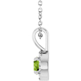 Platinum Emerald Natural Peridot Halo-Style Necklace or Pendant - view 3