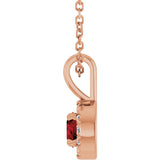 14K Gold Emerald Natural Mozambique Garnet Halo-Style Necklace or Pendant - Rose Gold - view 3