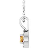 Platinum Emerald Natural Citrine Halo-Style Necklace or Pendant - view 2