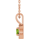 14K Gold Emerald Natural Peridot Halo-Style Necklace or Pendant - Rose Gold - view 3