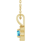 14K Gold Emerald Natural Blue Zircon Halo-Style Necklace or Pendant - Yellow Gold - view 3