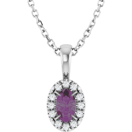 Platinum Emerald Lab-Grown Alexandrite Halo-Style Necklace or Pendant