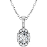Platinum Emerald Natural White Sapphire Halo-Style Necklace or Pendant