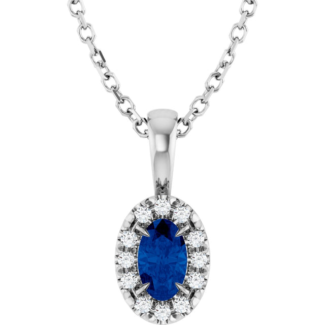 Platinum Emerald Natural Blue Sapphire Halo-Style Necklace or Pendant