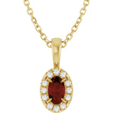 14K Gold Emerald Natural Mozambique Garnet Halo-Style Necklace or Pendant - Yellow Gold