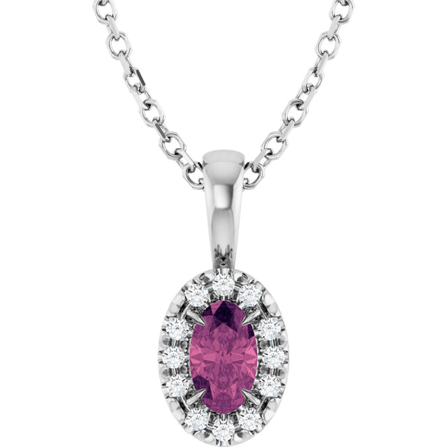 Platinum Emerald Natural Pink Tourmaline Halo-Style Necklace or Pendant