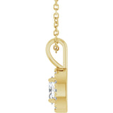 14K Gold Emerald Natural White Sapphire Halo-Style Necklace or Pendant - Yellow Gold - view 3