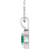14K Gold Emerald Natural Emerald Halo-Style Necklace or Pendant - White Gold - view 3