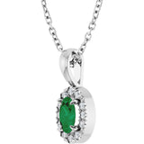 Platinum Emerald Natural Emerald Halo-Style Necklace or Pendant - view 2