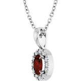 Platinum Emerald Natural Mozambique Garnet Halo-Style Necklace or Pendant - view 2