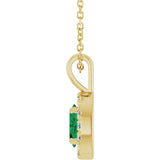 14K Gold Emerald Natural Emerald Halo-Style Necklace or Pendant - Yellow Gold - view 3
