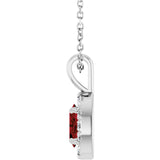 14K Gold Emerald Natural Mozambique Garnet Halo-Style Necklace or Pendant - White Gold - view 3
