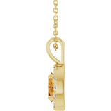 14K Gold Emerald Natural Citrine Halo-Style Necklace or Pendant - Yellow Gold - view 3